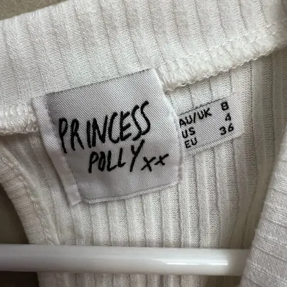 Princess Polly Aiken Soft Ribbed Short Sleeve Front Tie Romper Size 4 - Picture 7 of 14